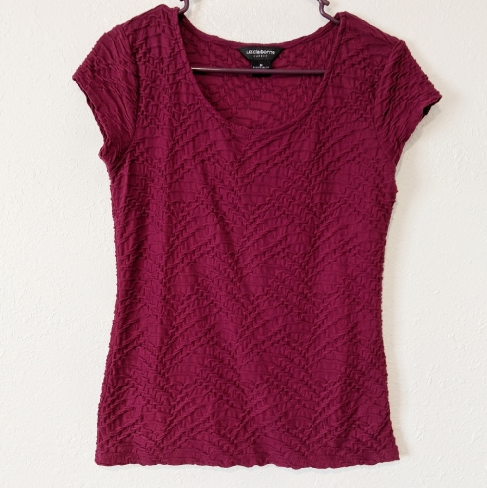 Liz Claiborne career maroon tee